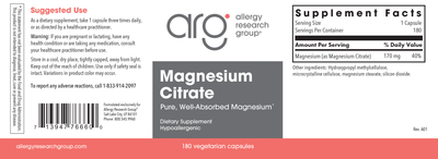 Magnesium Citrate 180 vecaps Curated Wellness