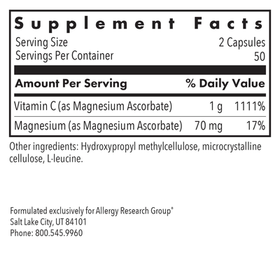 Magnesium Ascorbate 100 vecaps Curated Wellness