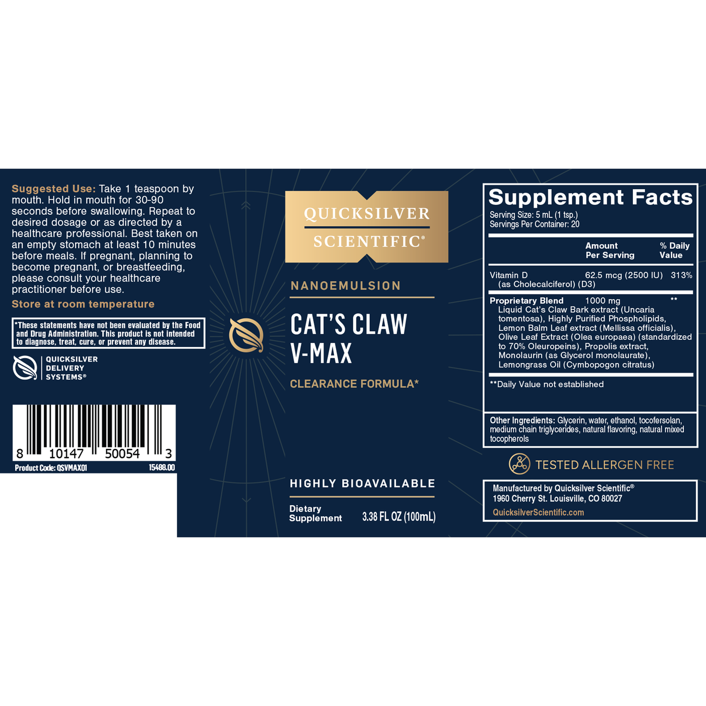 Cat's Claw V-Max 100mL Curated Wellness