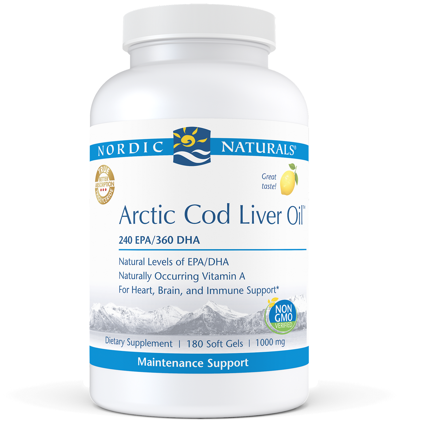 Arctic Cod Liver Oil Lemon 180 gels Curated Wellness