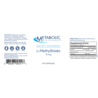 L-Methylfolate 15 mg 60 caps Curated Wellness