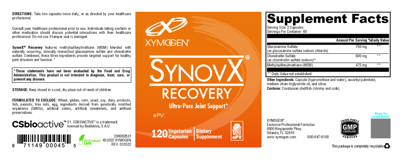 SynovX Recovery 120 Capsules Curated Wellness