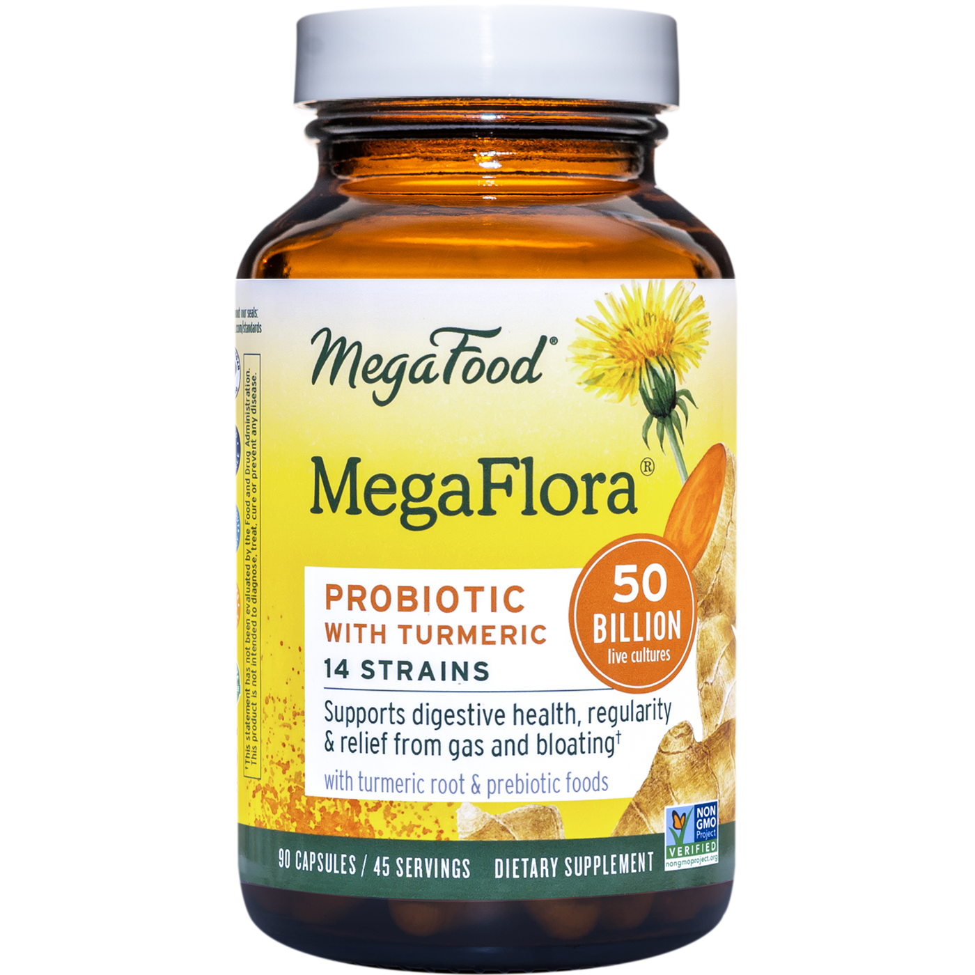 MegaFlora Probiotic with Tur 90 Caps Curated Wellness
