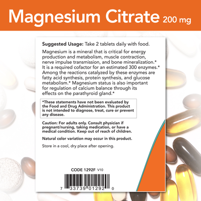 Magnesium Citrate 200 mg 250 tabs Curated Wellness