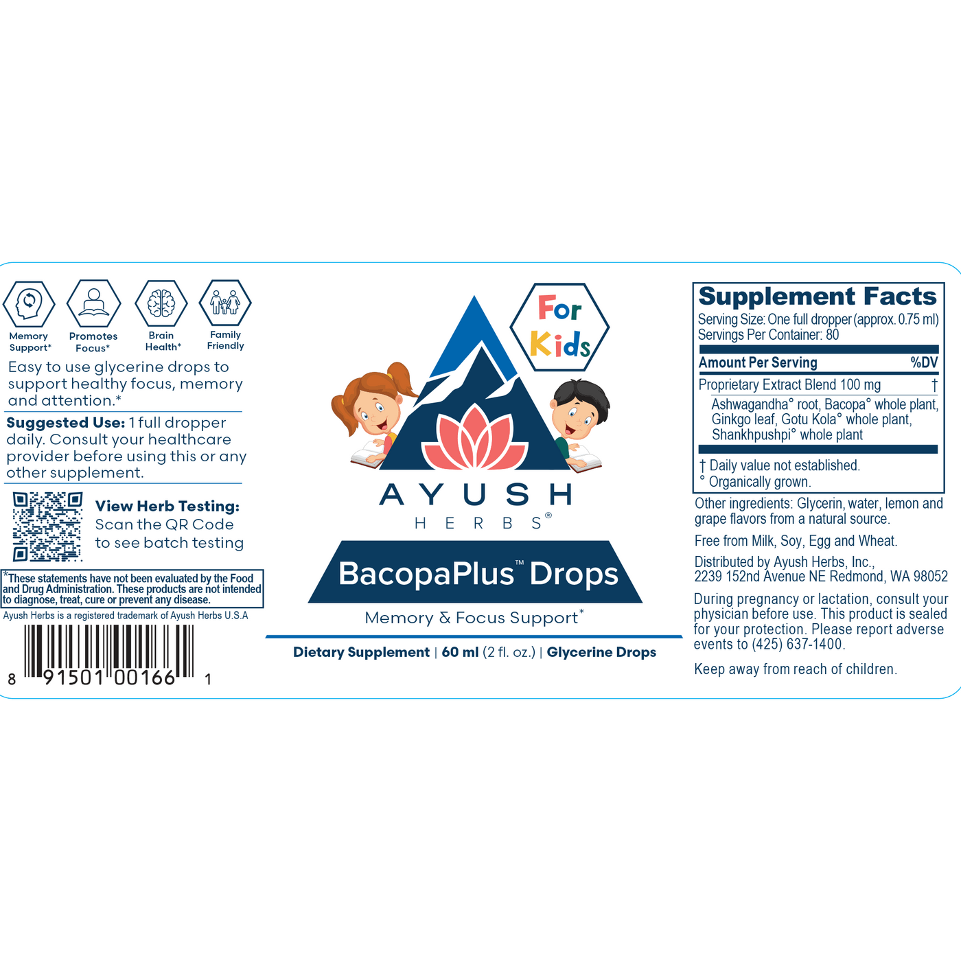 BacopaPlus Kids Drops 60mL Curated Wellness