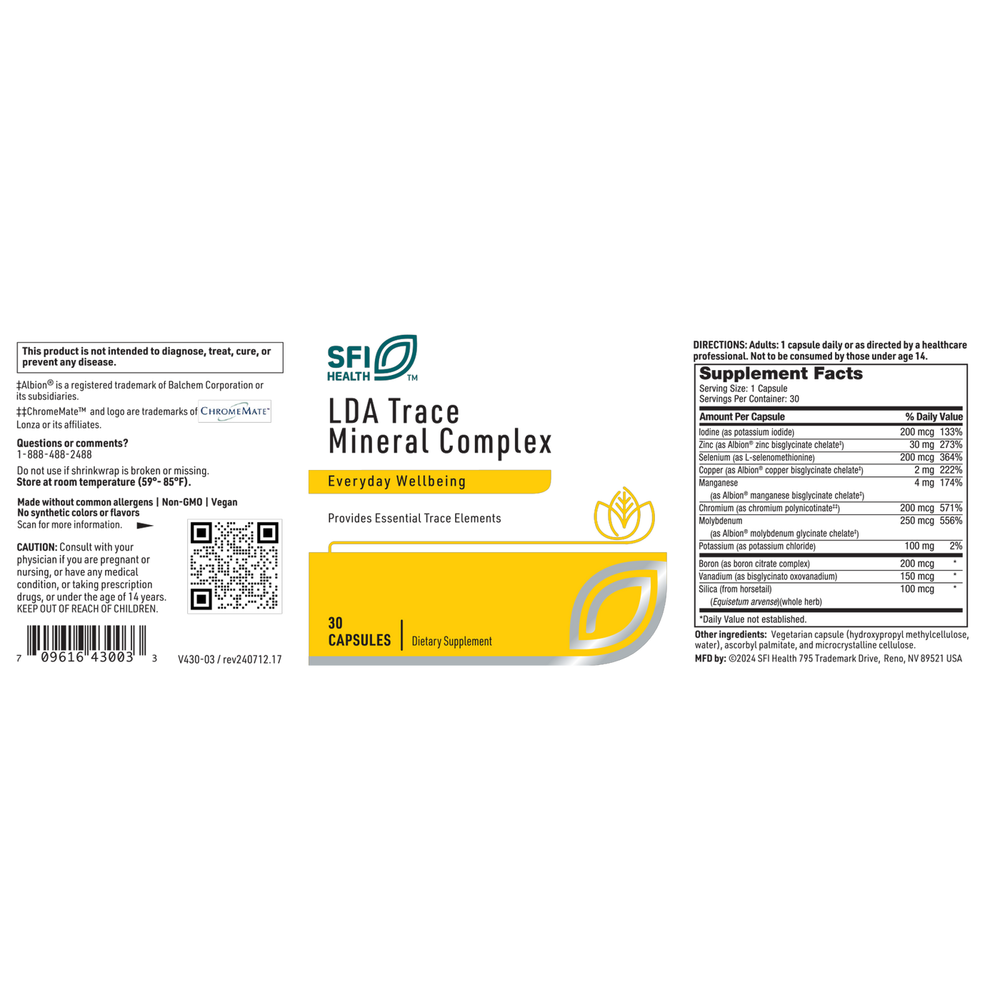 LDA Trace Mineral Complex 30 vegcap Curated Wellness