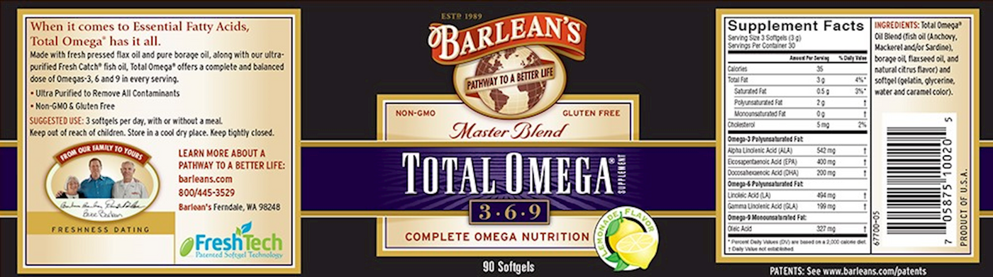 Total Omega Lemonade 1000 mg 90 gels Curated Wellness