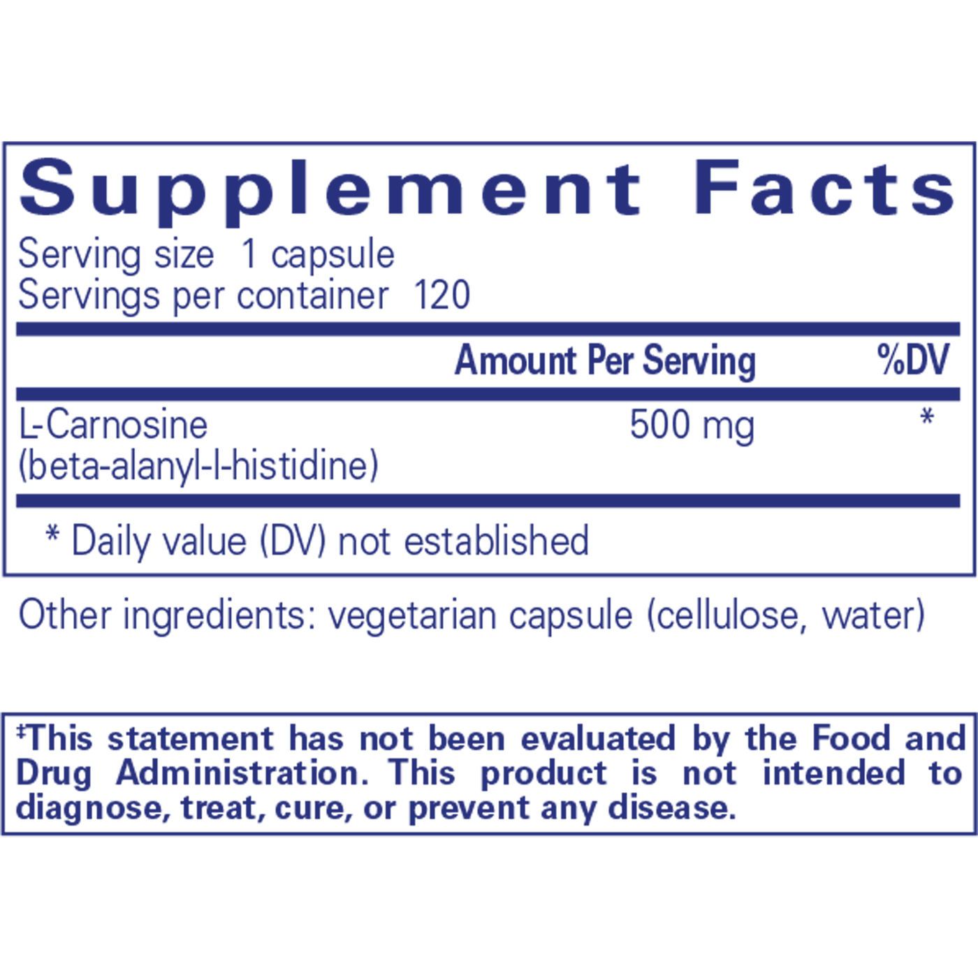 L-Carnosine 500 mg 120 vcaps Curated Wellness