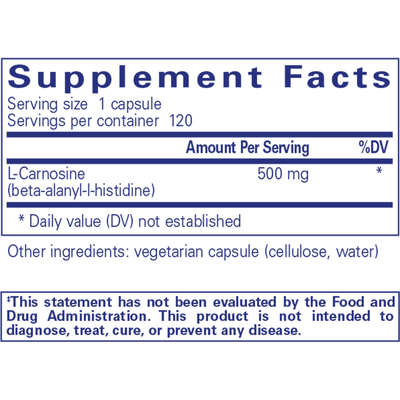 L-Carnosine 500 mg 120 vcaps Curated Wellness