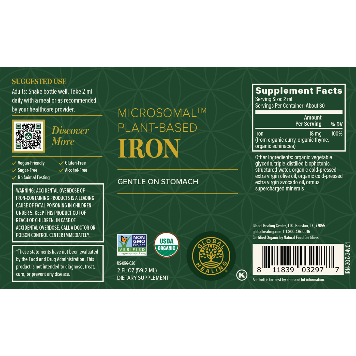 Liquid Iron, Plant Based 2 oz Curated Wellness