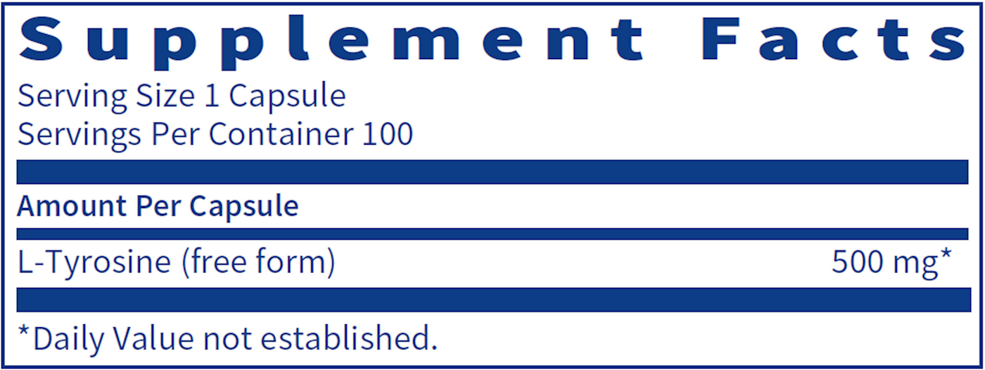 L-Tyrosine 500 mg 100 caps Curated Wellness