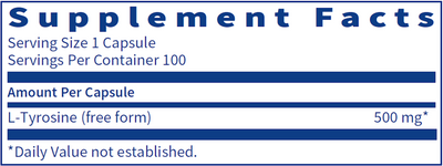 L-Tyrosine 500 mg 100 caps Curated Wellness