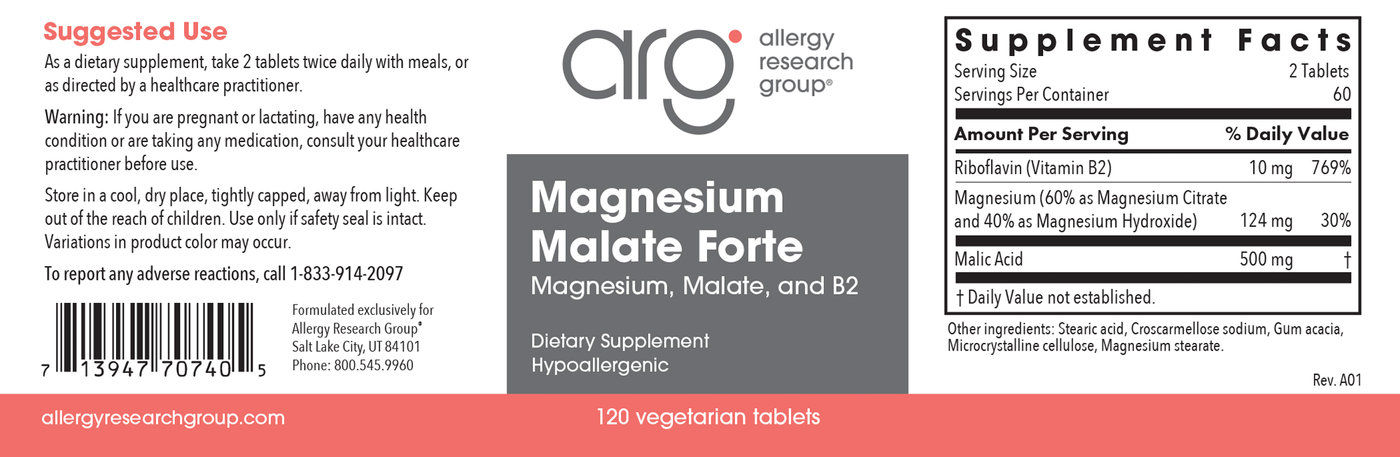 Magnesium Malate Forte 120 tabs Curated Wellness