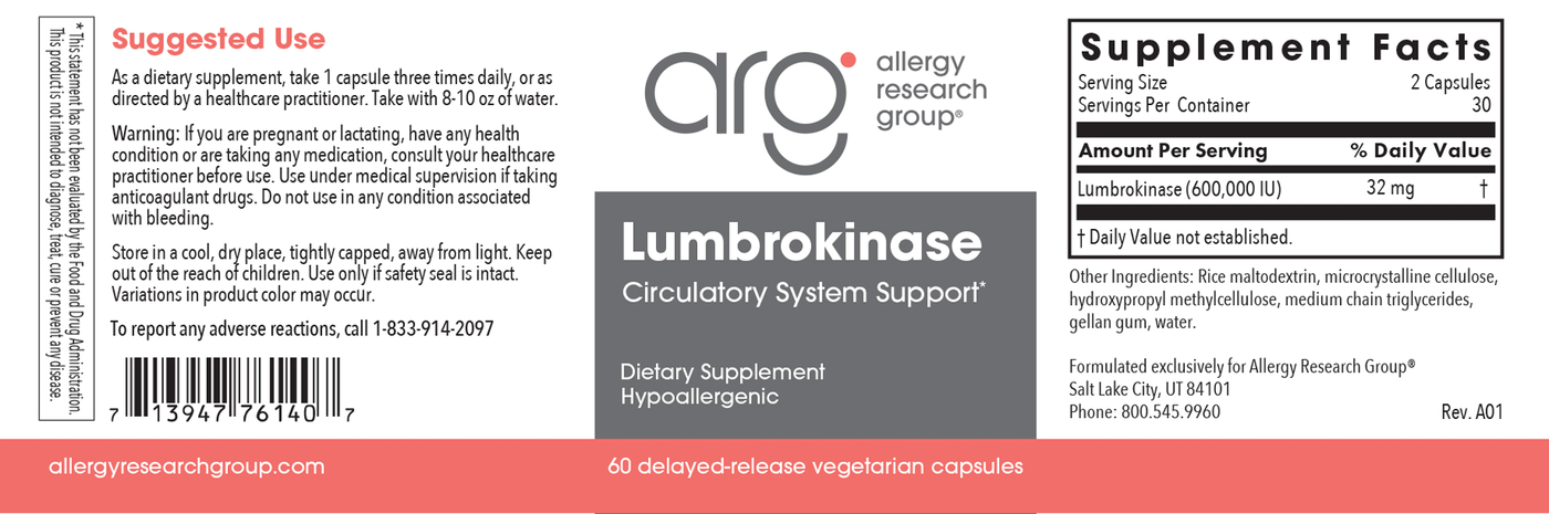 Lumbrokinase 60 caps Curated Wellness