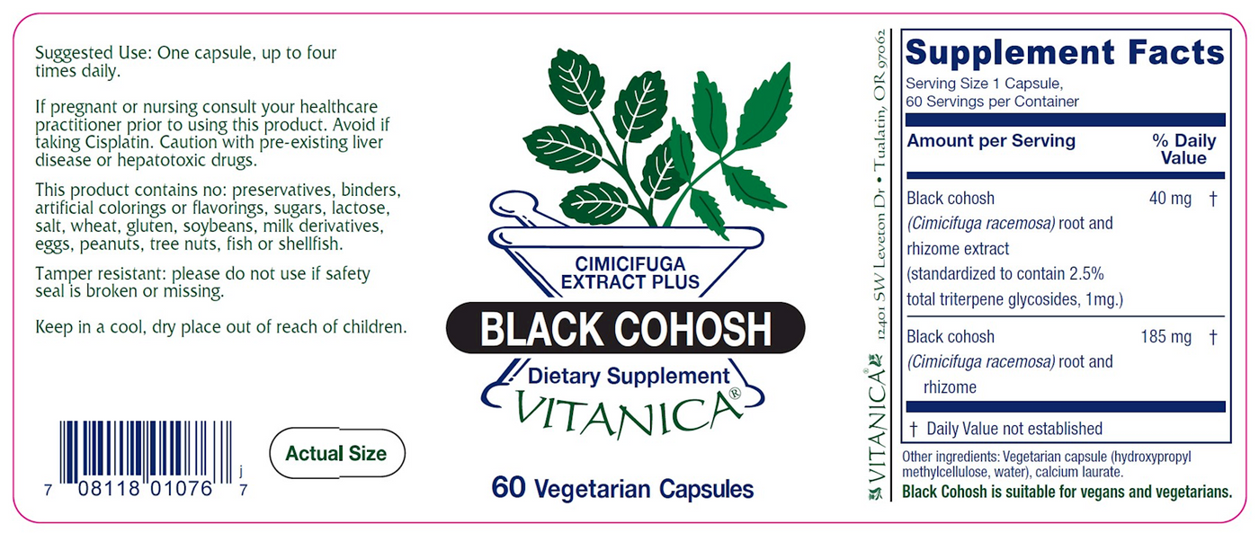 Black Cohosh 60 caps Curated Wellness