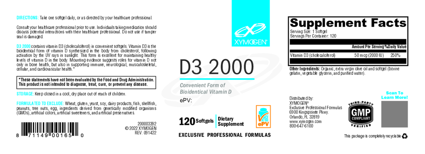 D3 2000 120 Softgels Curated Wellness