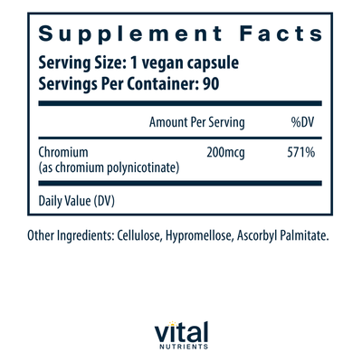 Chromium (polynicotinate) 200mcg 90vcaps Curated Wellness