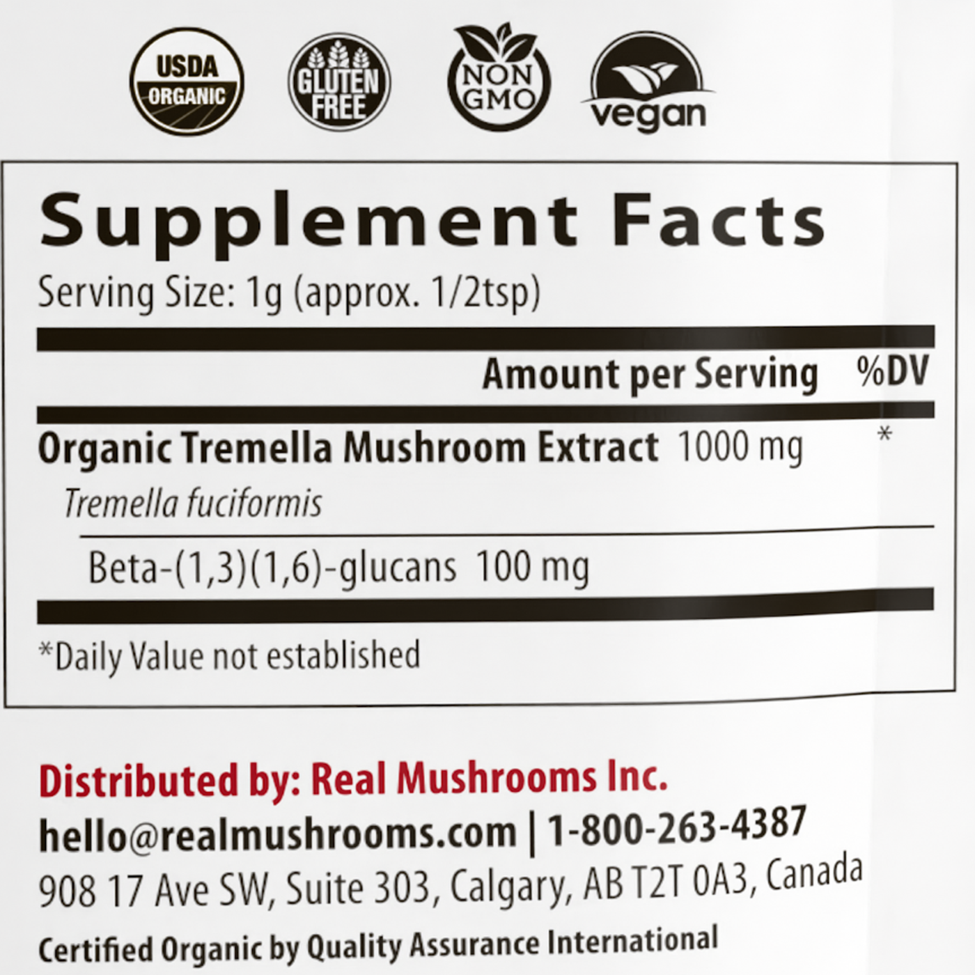 Tremella Mushroom Extract Powder 60g Curated Wellness