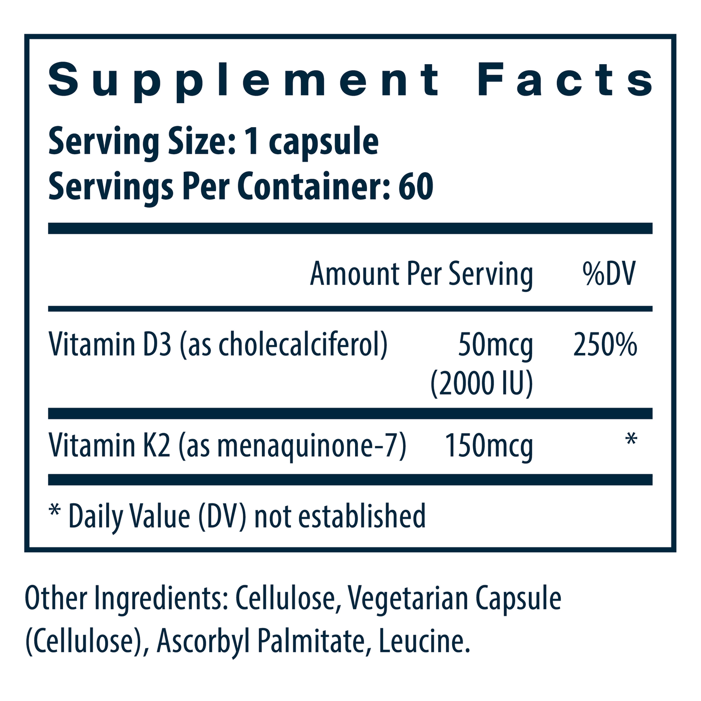 Vitamin D3 + K2 60c Curated Wellness