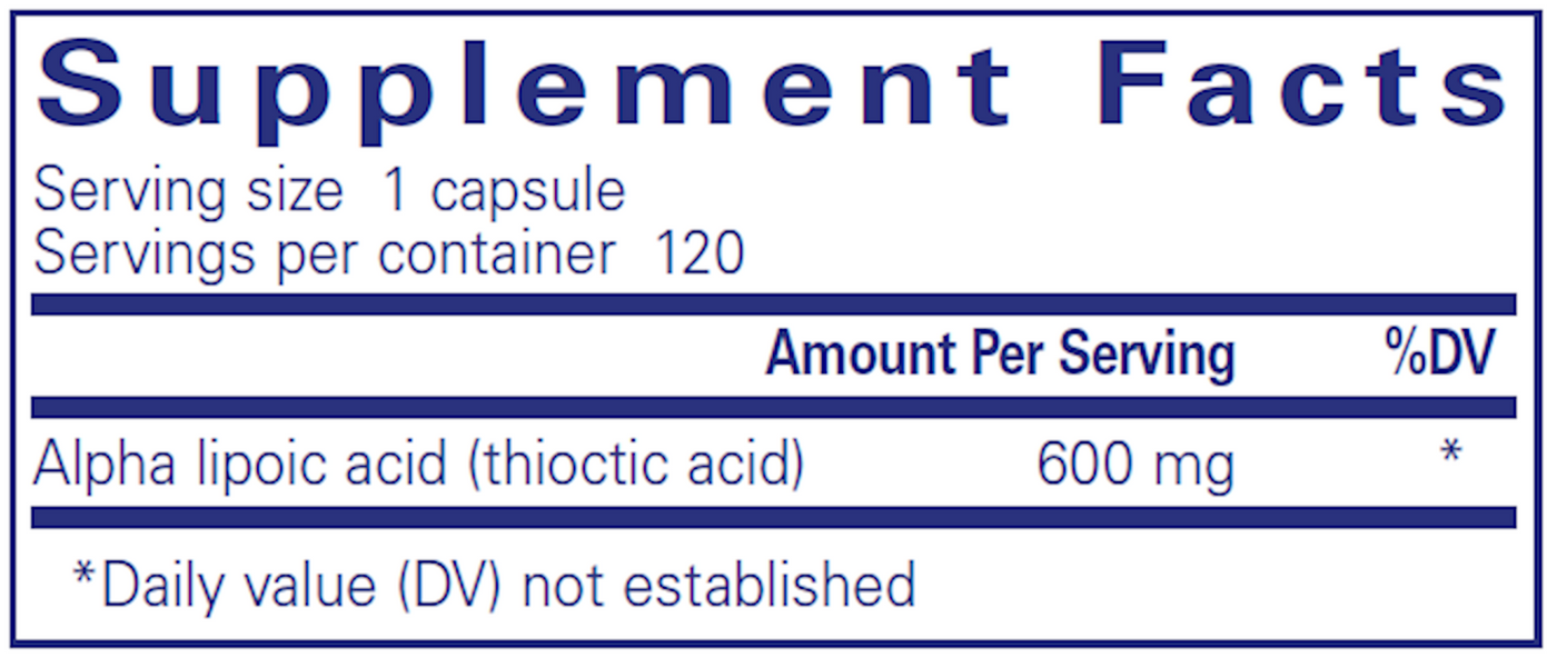 Alpha Lipoic Acid 600 mg 120 vcaps Curated Wellness