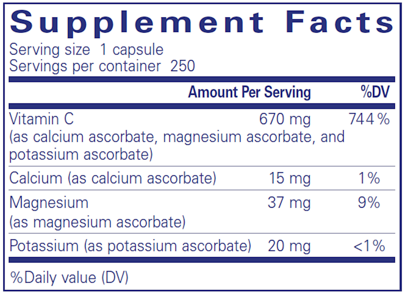 Buff Ascorbic Acid 250 vcaps Curated Wellness