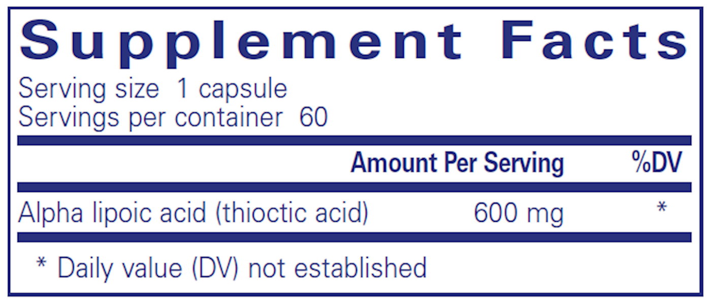 Alpha Lipoic Acid 600 mg 60 vcaps Curated Wellness