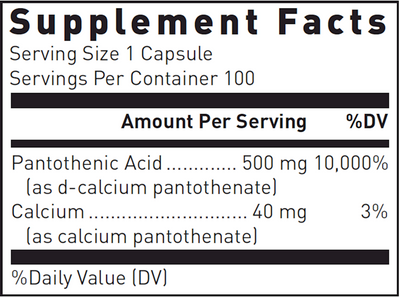 Pantothenic Acid 500 mg  Curated Wellness