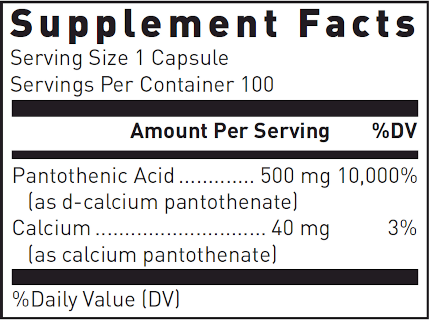 Pantothenic Acid 500 mg  Curated Wellness