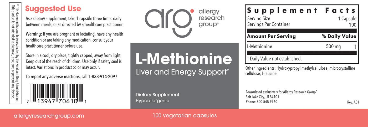 L-Methionine 500 mg  Curated Wellness