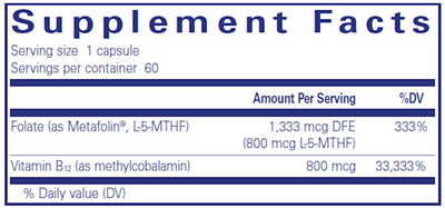 B-12 Folate 60 vcaps Curated Wellness