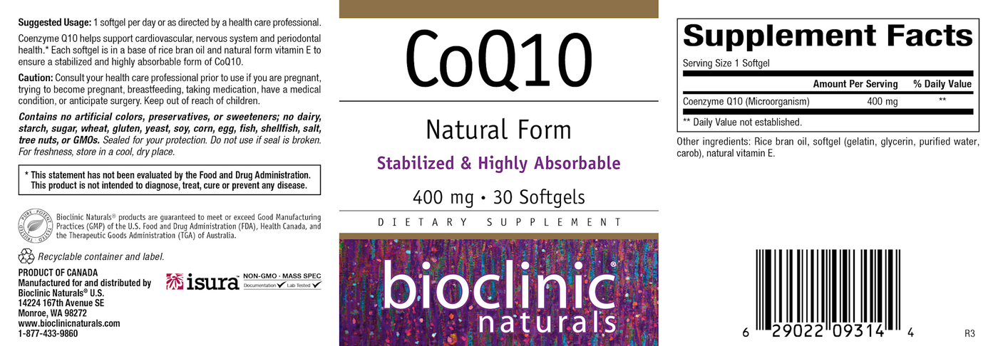 CoQ10 400 mg 30 gels Curated Wellness