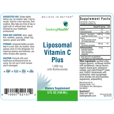 Optimal Liposomal Vitamin C Plus 5 fl oz Curated Wellness