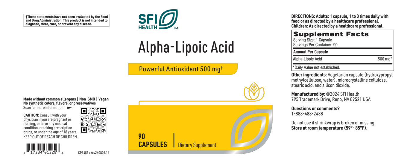 Alpha Lipoic Acid 500 mg 90 vcaps Curated Wellness