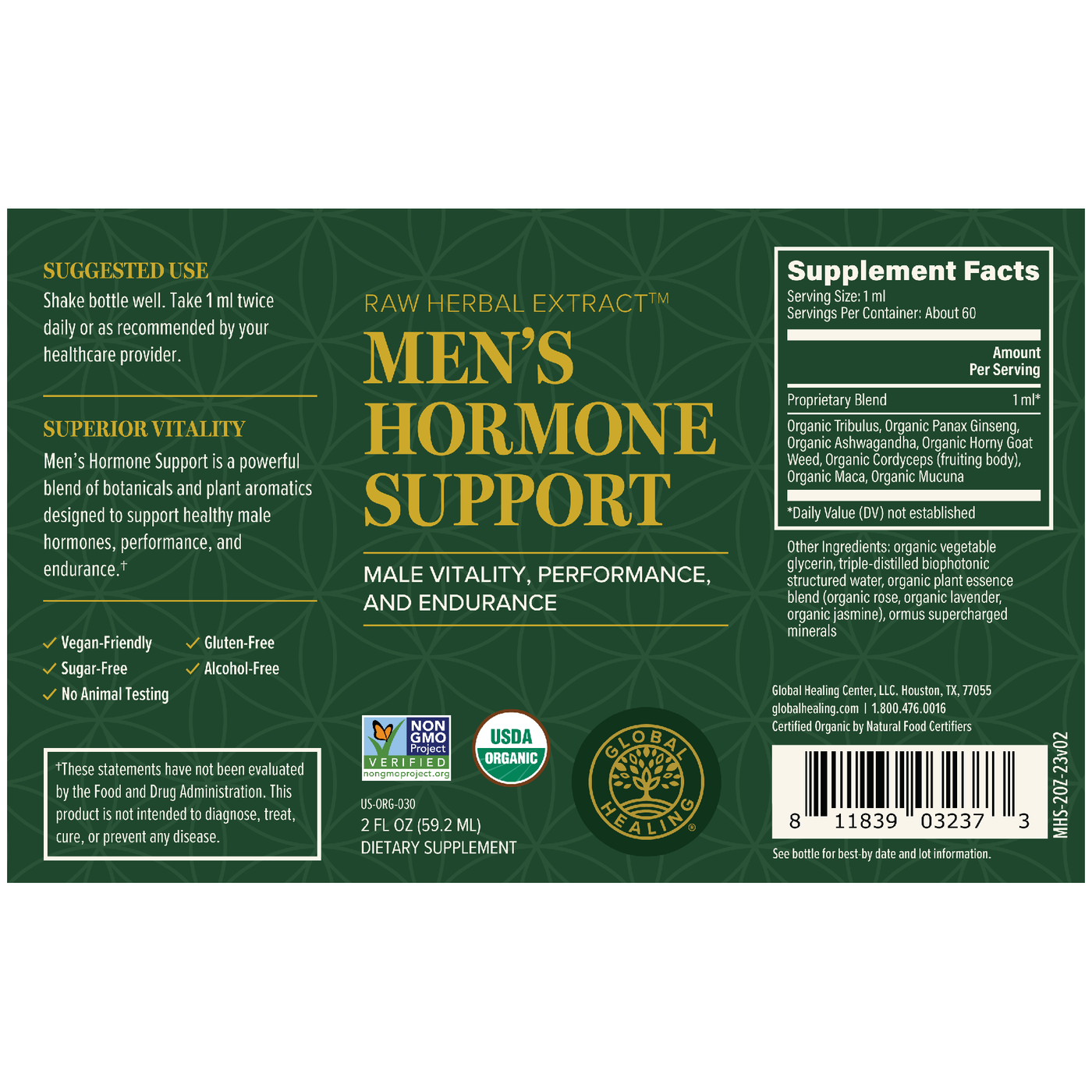 Men's Hormone support 2 fl oz Curated Wellness