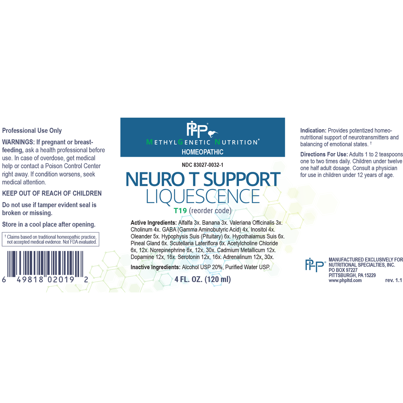 Neuro T Support Liquescence mL Curated Wellness