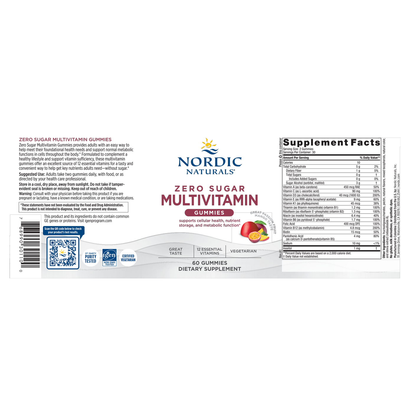 Zero Sugar Multivitamin Gummies 60 gum Curated Wellness