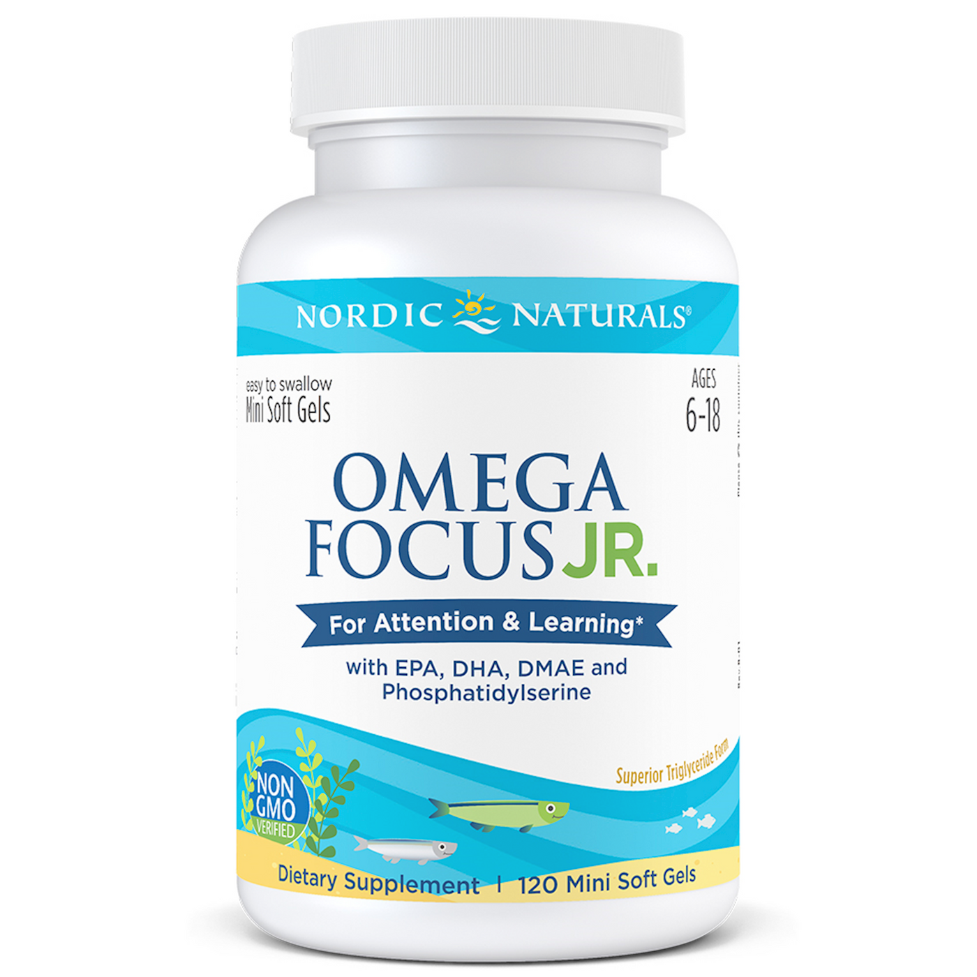 Omega Focus Junior 120 mini sftgels Curated Wellness
