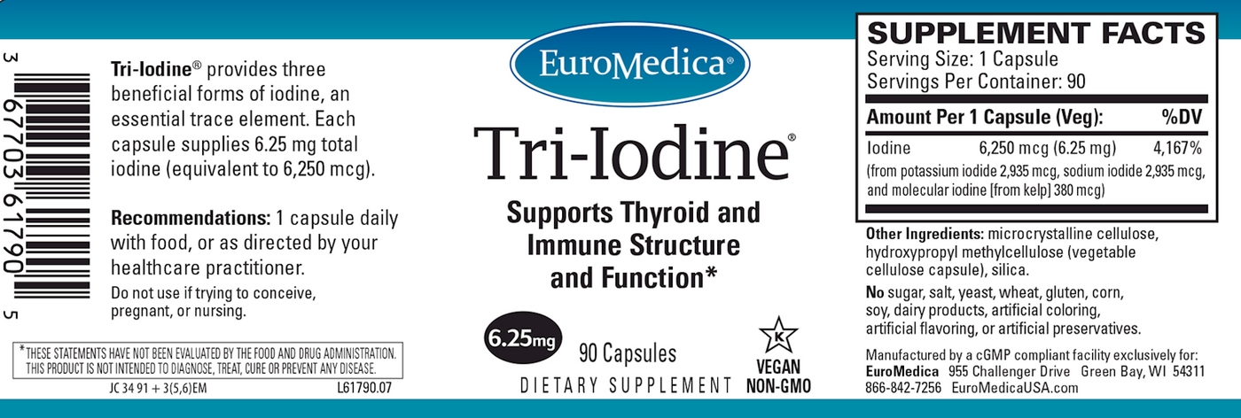 Tri Iodine 6.25 mg 90 caps Curated Wellness