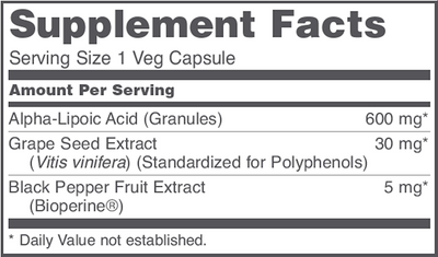 Alpha-Lipoic Acid 600 mg 60 vcaps Curated Wellness