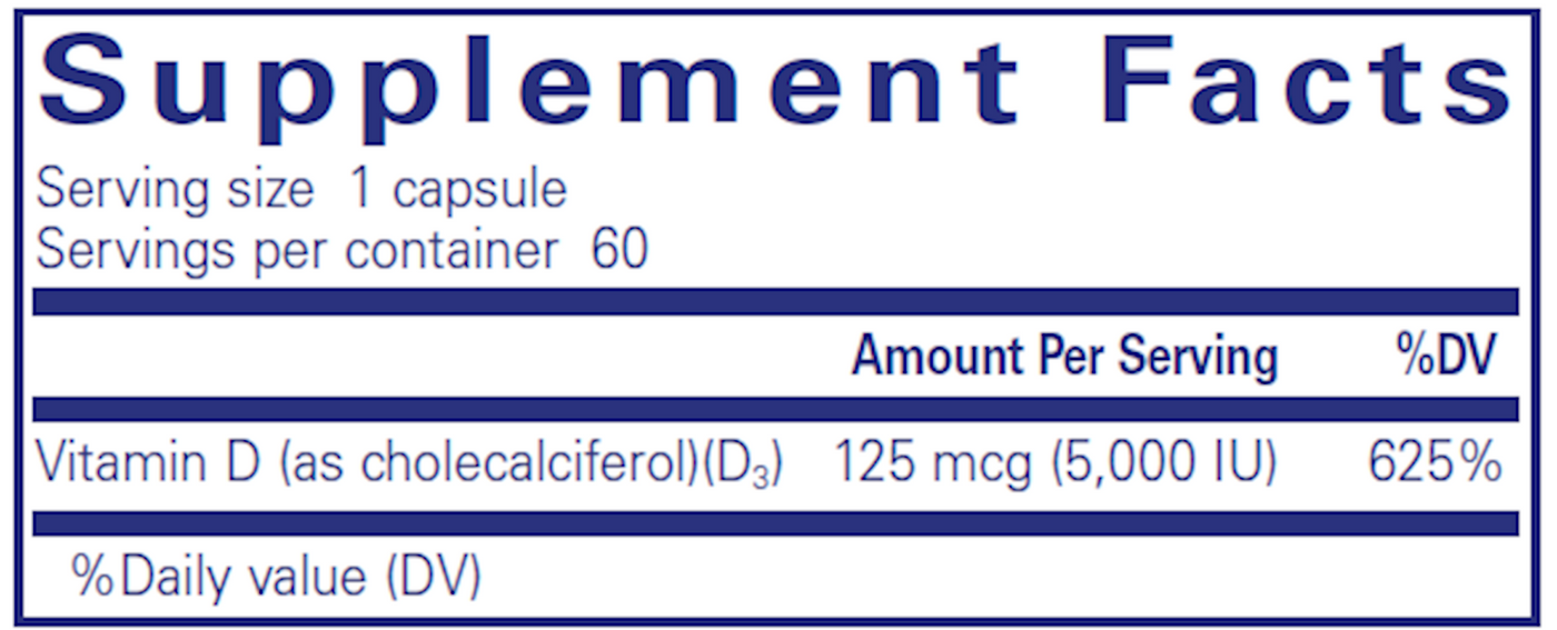 Vitamin D3 125 mcg 60 vcaps Curated Wellness