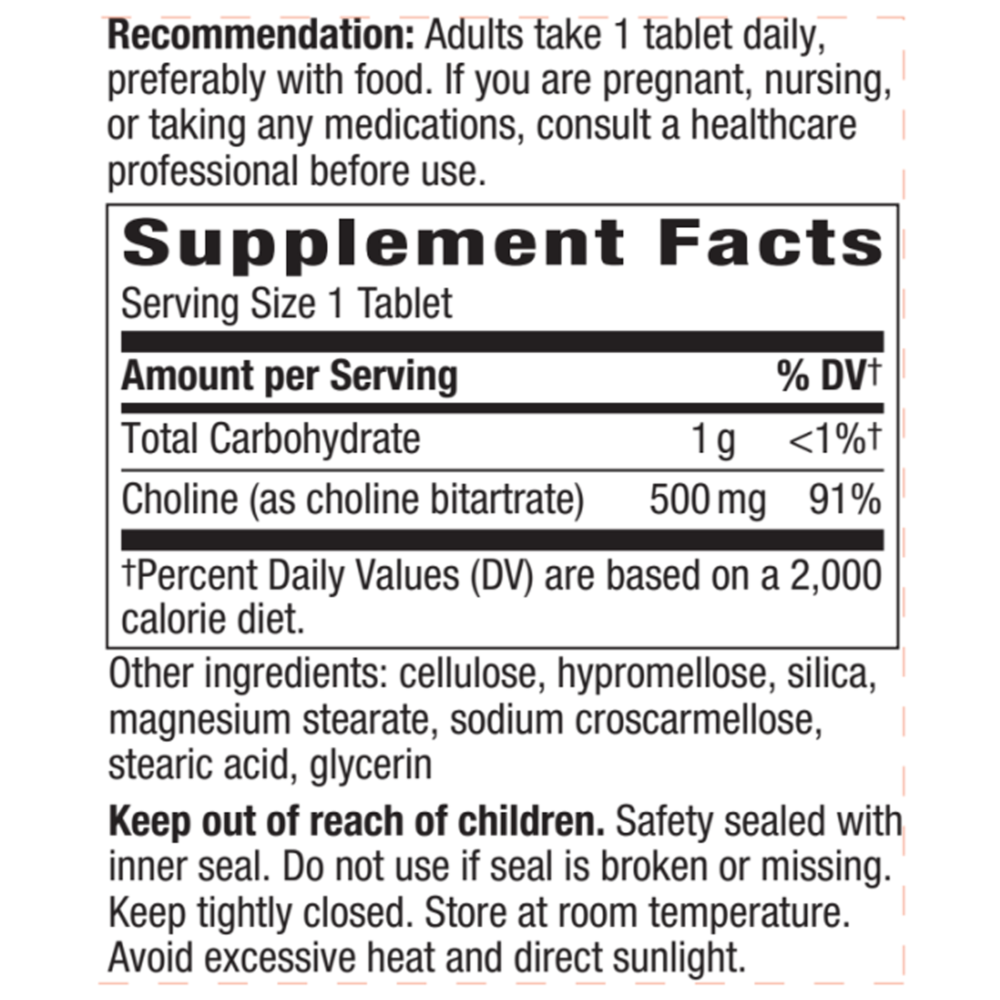 Choline 500 mg  Curated Wellness