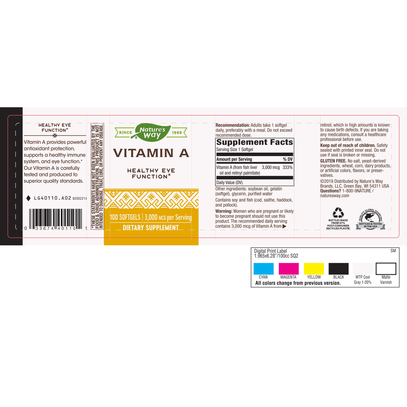 Vitamin A 3,000 mcg 100 gels Curated Wellness