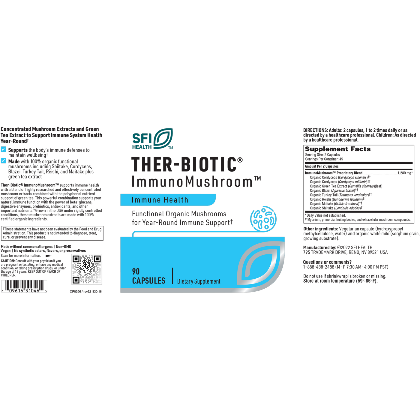 Ther-Biotic ImmunoMushroom 90 caps Curated Wellness
