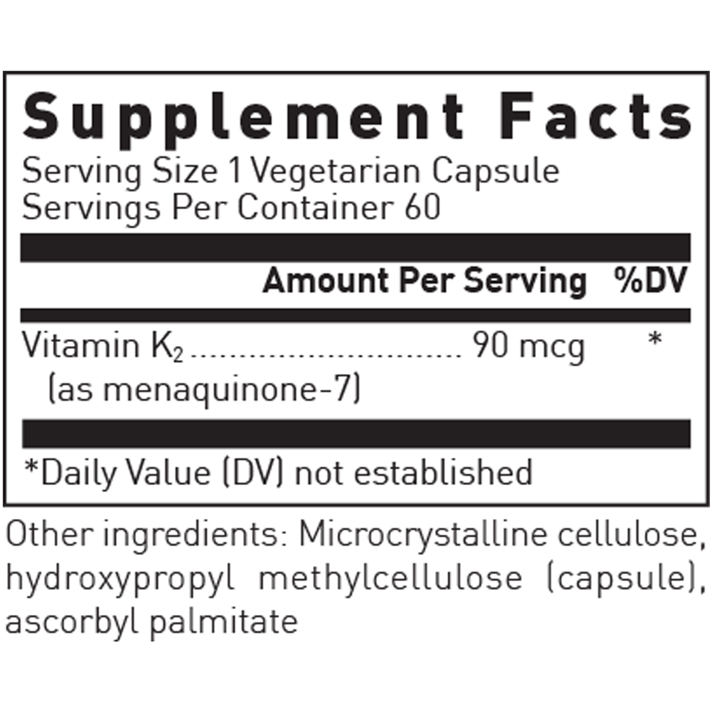 Vitamin K2 with Menaquinone-7 60 vcaps Curated Wellness