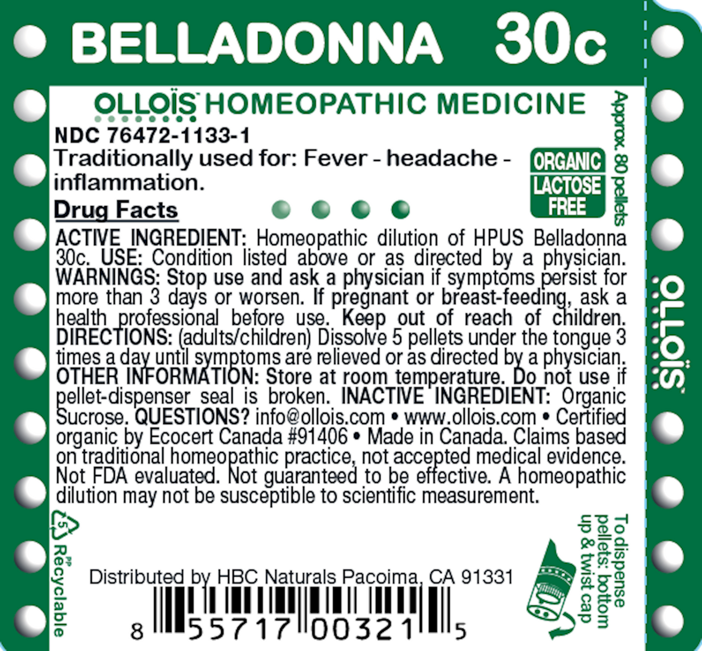 Belladonna 30C Pellets, 80ct Curated Wellness