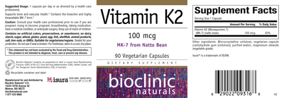 Vitamin K2 100mcg 90 vcaps Curated Wellness