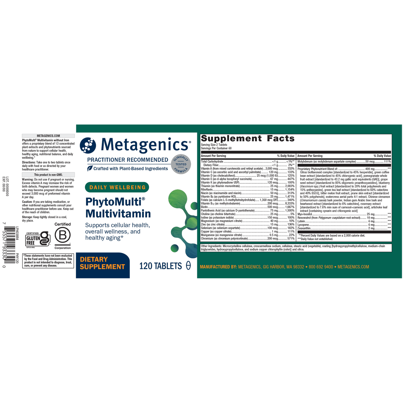 PhytoMulti® Multivitamin 120t Curated Wellness