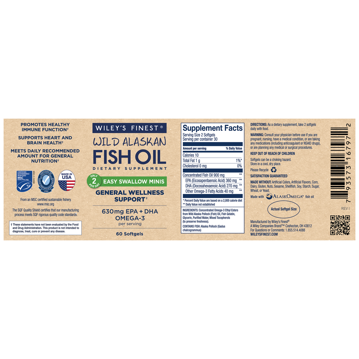 Wild Alaskan Fish Oil 60 mini gels Curated Wellness