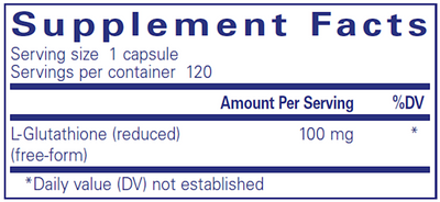 Reduced Glutathione 100 mg 120 vcaps Curated Wellness