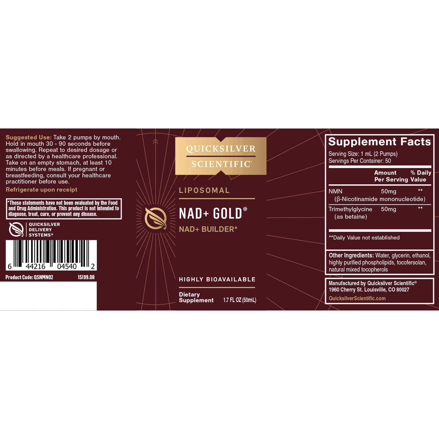 NAD+ GOLD 50 mg  Curated Wellness